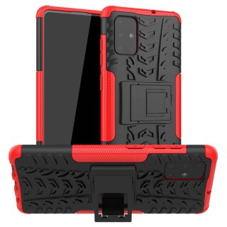 Samsung Galaxy A71 Hybrid Rugged PC + TPU Kickstand Case Red