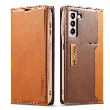 LC.IMEEKE Samsung Galaxy S21 Wallet Magnetic Stand Case with Card Slots Brown