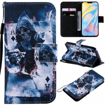 iPhone 12 Embossed Skull Magician Wallet Magnetic Stand Case