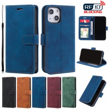 iPhone 13 Mini Wallet RFID Blocking Kickstand Case Blue
