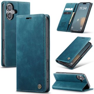 CaseMe iPhone 17 Wallet Magnetic Suede Leather Case Blue