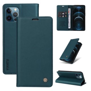 YIKATU iPhone 12 Pro Max Wallet Kickstand Magnetic Case Blue