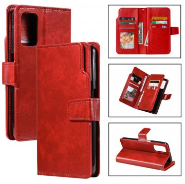 Samsung Galaxy A32 5G Wallet 9 Card Slots Magnetic Case Red