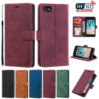 iPhone 7/8/SE 2020 Wallet RFID Blocking Kickstand Case Red