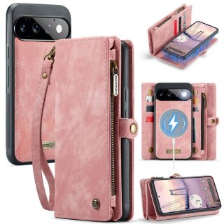 CaseMe Google Pixel 11/Pixel 11 Pro 2-in-1 Magnetic Wallet Case with Wrist Strap, RFID-blocking & Wireless Charging Pink