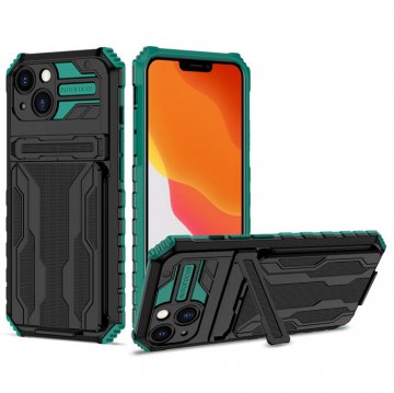 iPhone 13 Card Slot Kickstand Drop-proof TPU + PC Case Green