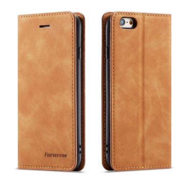 Forwenw iPhone 6 Plus/6s Plus Wallet Kickstand Magnetic Case Brown