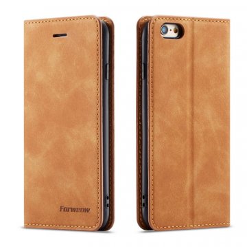 Forwenw iPhone 6/6s Wallet Kickstand Magnetic Shockproof Case Brown