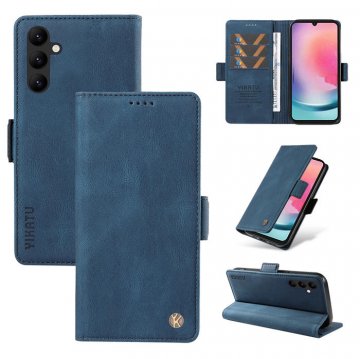 YIKATU Samsung Galaxy A24 4G Skin-touch Wallet Kickstand Case Blue