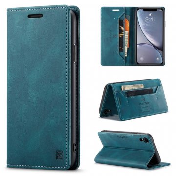 Autspace iPhone XR Wallet Kickstand Magnetic Shockproof Case Blue