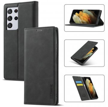 LC.IMEEKE Samsung Galaxy S21 Ultra Wallet Kickstand Magnetic Case Black