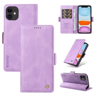 YIKATU iPhone 12 Mini Skin-touch Wallet Kickstand Case Purple