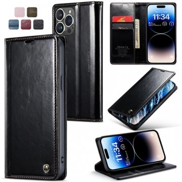 CaseMe iPhone 14 Pro Wallet Stand Magnetic Case Black