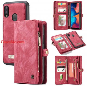 CaseMe Samsung Galaxy A20e Zipper Wallet Magnetic Case Red