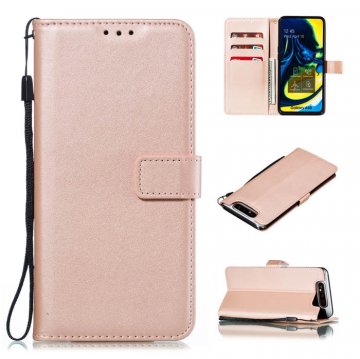 Samsung Galaxy A80 Wallet Kickstand Magnetic Leather Case Rose Gold