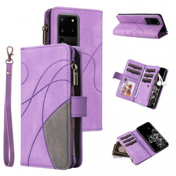 Samsung Galaxy S20 Ultra Zipper Wallet Magnetic Stand Case Purple