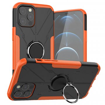 iPhone 12/12 Pro Hybrid Rugged PC + TPU Ring Kickstand Case Orange