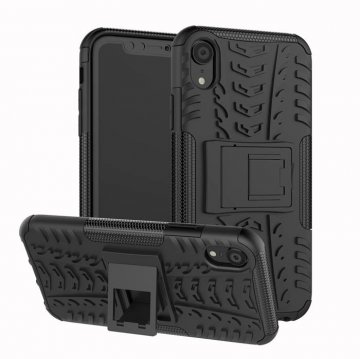 Hybrid Rugged iPhone XR Kickstand Shockproof Case Black