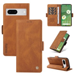 YIKATU Google Pixel 7 Skin-touch Wallet Kickstand Case Brown