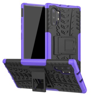 Samsung Galaxy Note 10 Plus Hybrid Rugged PC + TPU Kickstand Case Purple