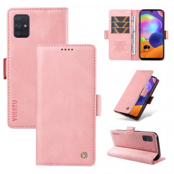 YIKATU Samsung Galaxy A71 4G Skin-touch Wallet Kickstand Case Pink