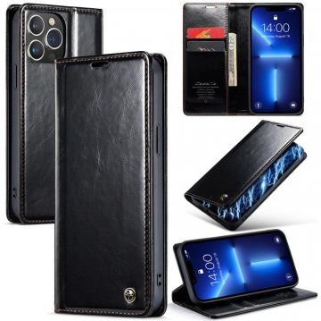 CaseMe iPhone 13 Pro Max Wallet Kickstand Magnetic Flip Case Black