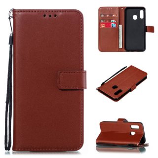 Samsung Galaxy A20e Wallet Kickstand Magnetic Leather Case Brown