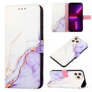 Marble Pattern iPhone 11 Pro Max Wallet Case White Purple