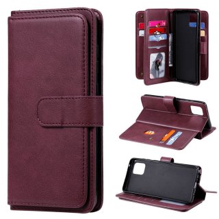 Samsung Galaxy A81/Note 10 Lite Multi-function 10 Card Slots Wallet Case Claret