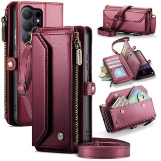 CaseMe Samsung Galaxy S26 Ultra RFID Blocking Wallet Crossbody Case with Wireless Charging Red
