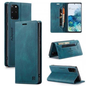 Autspace Samsung Galaxy S20 Plus Wallet Kickstand Magnetic Case Blue