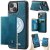 CaseMe iPhone 14 2-in-1 Detachable Magnetic Wallet Case with RFID Blocking, Card Holder & MagSafe Compatible - Blue