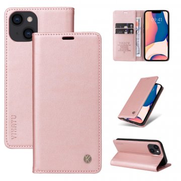 YIKATU Wallet Magnetic Kickstand Leather Phone Case Rose Gold
