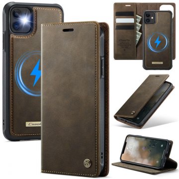 CaseMe iPhone 11 2-in-1 Magnetic Wallet Case – Wireless Charging & RFID Blocking Coffee