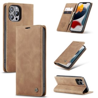 CaseMe iPhone 13 Pro Wallet Kickstand Magnetic Case Brown
