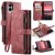 CaseMe Samsung Galaxy S25 Edge Wallet kickstand Case with Wrist Strap Red