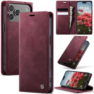 CaseMe iPhone 17 Pro Magnetic Wallet Case with RFID Blocking Red