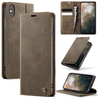 CaseMe iPhone XS Max Magnetic Wallet Case with RFID Blocking Coffee