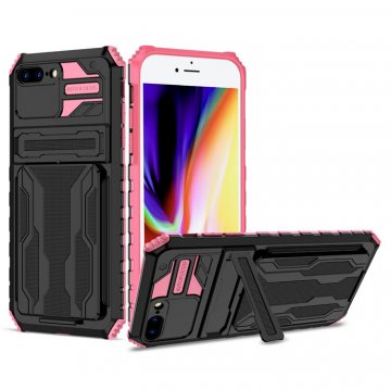 iPhone 7 Plus/8 Plus Card Slot Kickstand Shockproof Case Pink