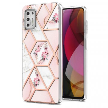 Moto G Stylus 2021 Flower Pattern Marble Electroplating TPU Case Pink