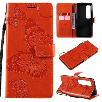 Xiaomi Mi 10 Ultra Embossed Butterfly Wallet Magnetic Stand Case Orange