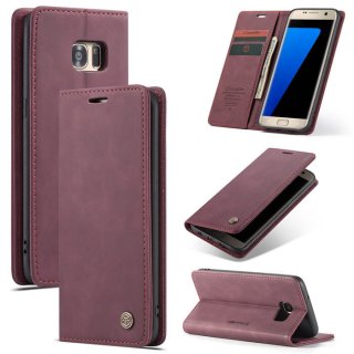 CaseMe Samsung Galaxy S7 Edge Wallet Magnetic Flip Case Red