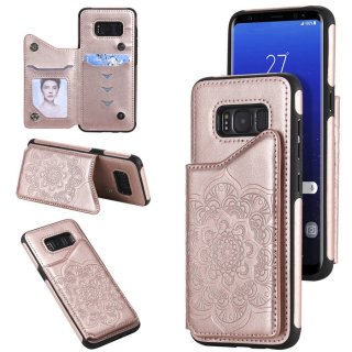 Samsung Galaxy S8 Embossed Wallet Magnetic Stand Case Rose Gold