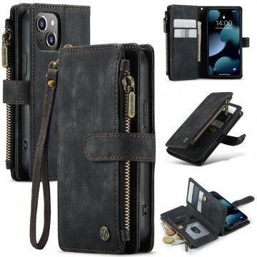 CaseMe iPhone 13 Mini Wallet Kickstand Retro Leather Case Black