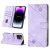 Skin-friendly iPhone 14 Pro Max Wallet Stand Case with Wrist Strap Purple