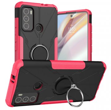 Moto G60 Hybrid Rugged PC + TPU Ring Kickstand Case Rose