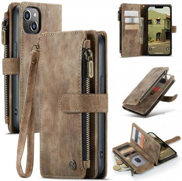 CaseMe iPhone 14 Plus Wallet Case with Wrist Strap Coffee