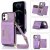Bling Crossbody Bag Wallet iPhone 12/12 Pro Case with Lanyard Strap Purple