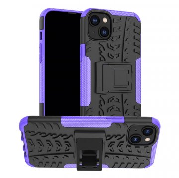 Dual Layer Hybrid Anti-Slip iPhone 14 Plus Kickstand Case Purple