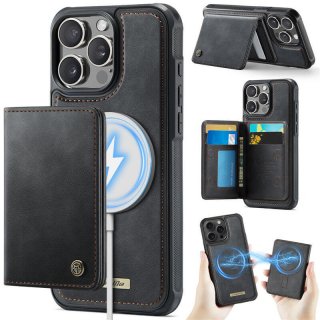 CaseMe iPhone 13 Pro Max 2-in-1 Detachable Magnetic Wallet Case with RFID Blocking, Card Holder & MagSafe Compatible - Black